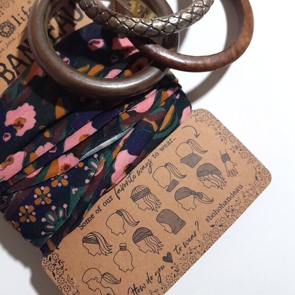 Natural Life NEW Floral Bandeau & Brass Vintage Bangle Bracelets - Picture 4 of 4